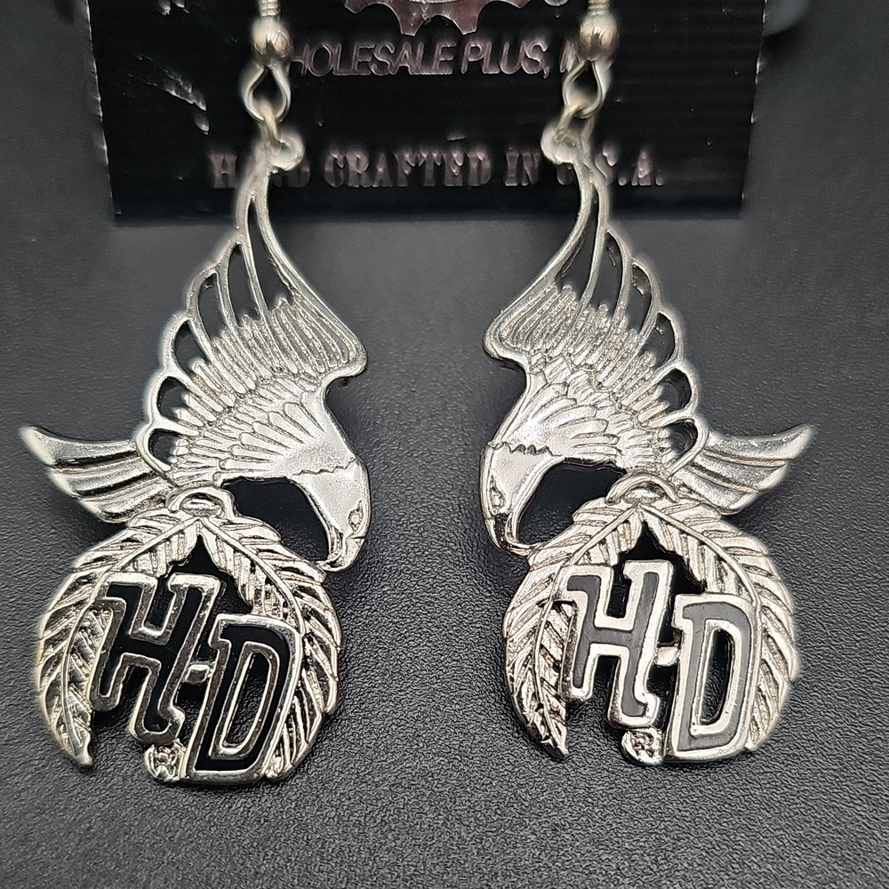 Harley-Davidson Silver Eagle Dangle Earrings - image 2